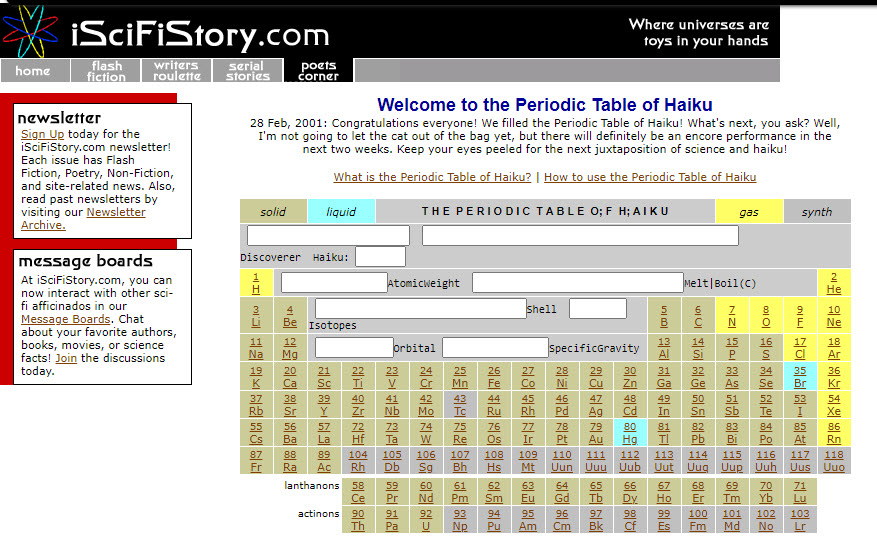 Original Periodic Table of Haiku Screenshot